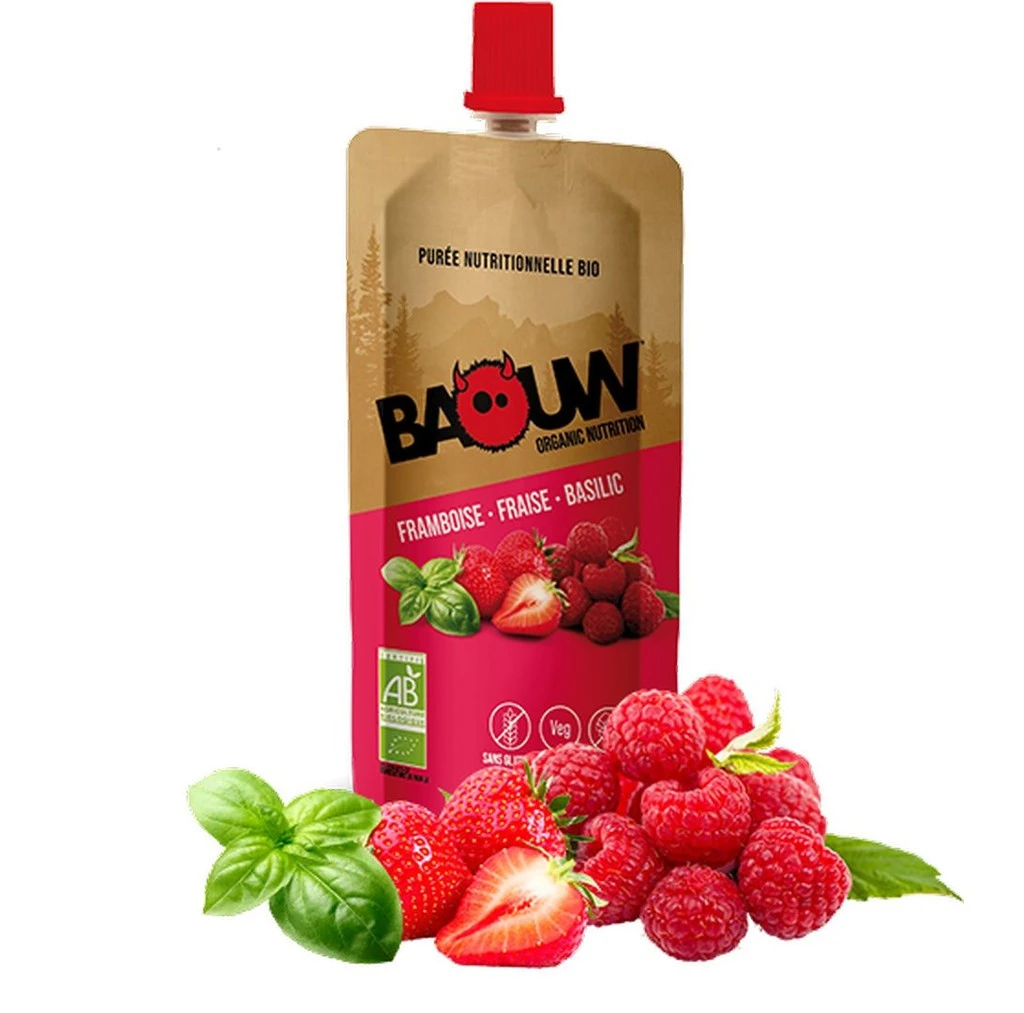 Baouw Purée Bio Framboise - Fraise - Basilic 1 Baouw Purée Bio Framboise - Fraise - Basilic