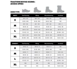 Black Diamond Access Spike -Exped Soldes Magasin tableau des tailles crampons black diamond access spike